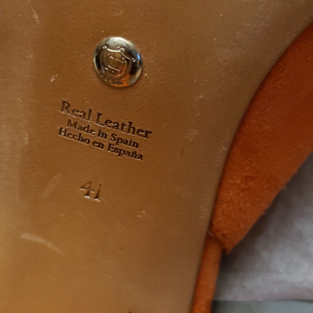Massimo  Dutti Real Leather Coral/Orange Shoes - Picture 3 of 8